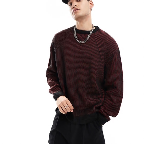 ASOS Other - 79. ASOS DESIGN • NWT relaxed knitted sweater in burgundy plaited rib